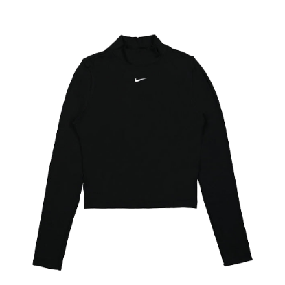 Essential Ribbed Mock-Neck Long-Sleeve Top