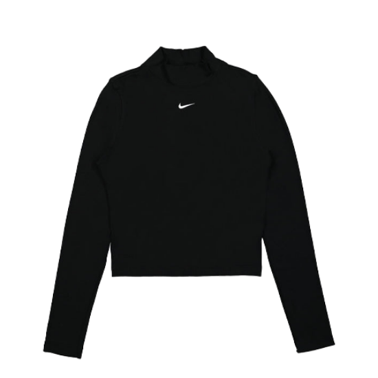 Essential Ribbed Mock-Neck Long-Sleeve Top